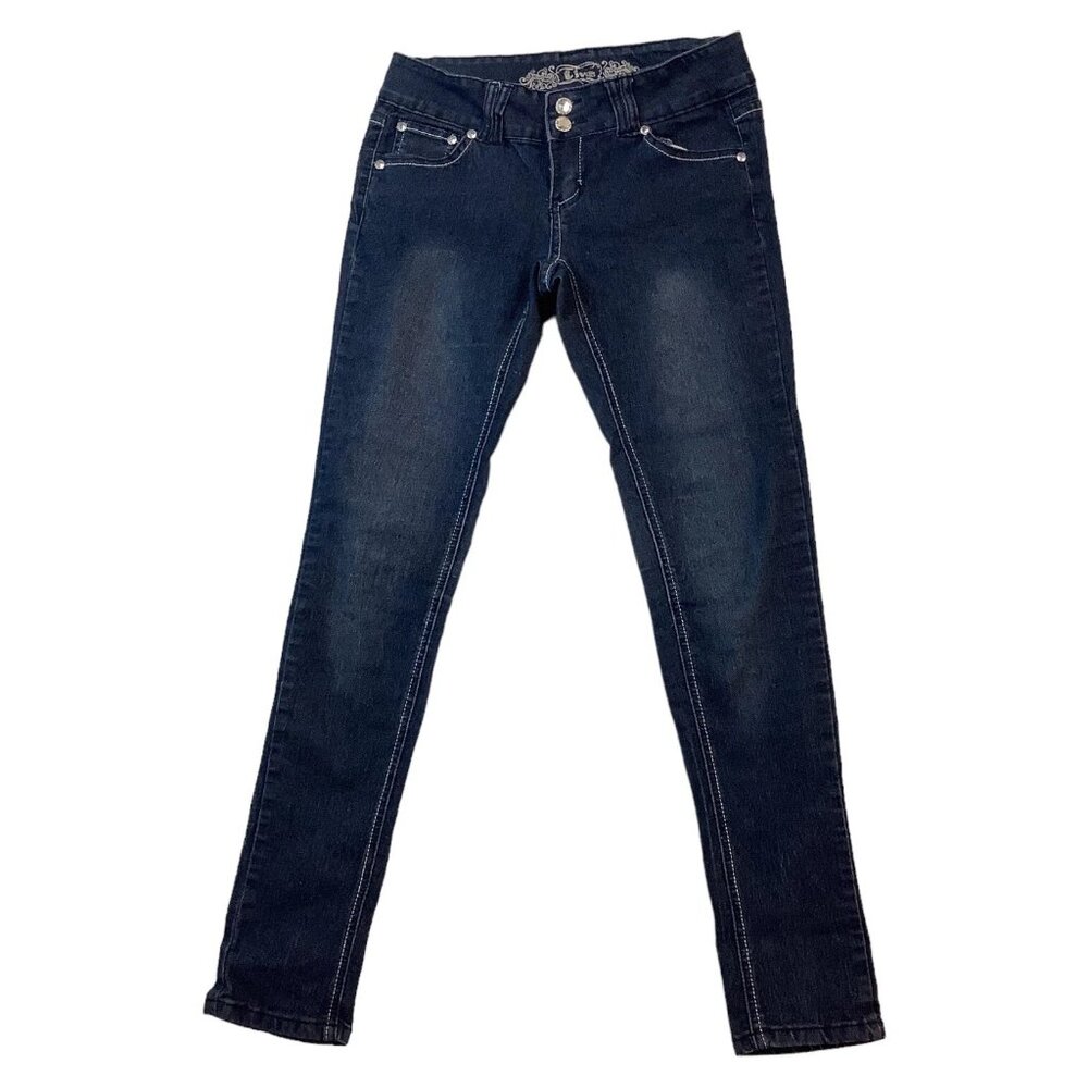 Five Jeans Skinny Leg Rhinestones Stretch Mid-Rise Denim Pants Blue Size 9